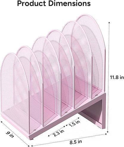 OUTIOE 5-Section Desk File Organizer, Metal Mesh Folder Organizer - Image 4