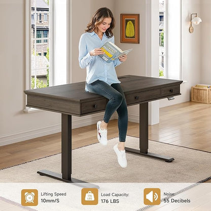 ONBRILL Standing Desk with Drawers, 55 x 23 Inch Electric Height Adjustable - Image 8