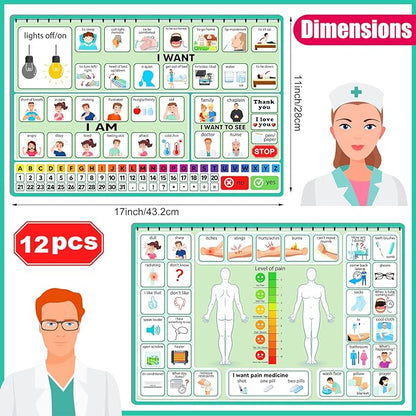 Geyoga 12 Pcs Nonverbal Communication Board, 16.73 x 11.22'' Patient Picture - Image 2