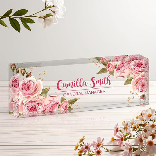 Personalized Name Plate for Desk, Custom Acrylic Desk Name Sign, Office by Unknown