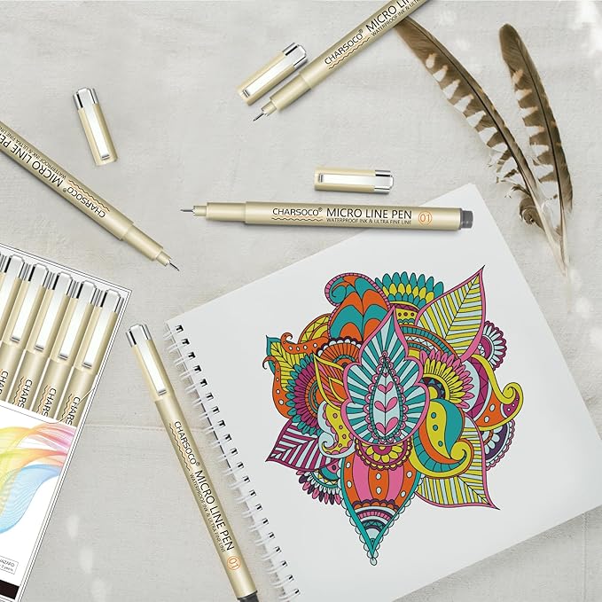 CHARSOCO 01 Micro Pen, 12 Colors Fine Point Pen, 0.25mm Fineliner Ink Pens - Image 4