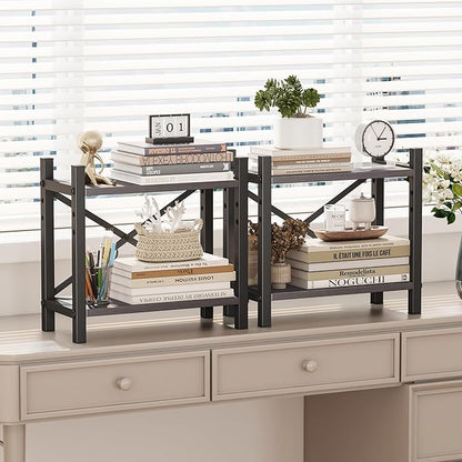 Homeiju Desktop Bookshelf, 4-Tier Stackable Narrow Desk Bookcase, Adjustable - Image 4