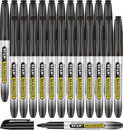 SFAIH Black Permanent Markers Bulk by SFAIH