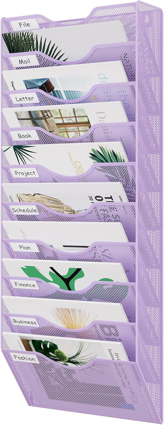 EasyPAG 10 Pocket Mesh Wall File Organizer, Hanging Paper Folder Holder by EasyPAG
