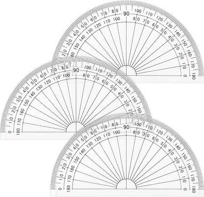 Zonon 3 Pcs 4 Inch Clear Plastic Protractor Bulk Math Protractors Set 180 by Zonon