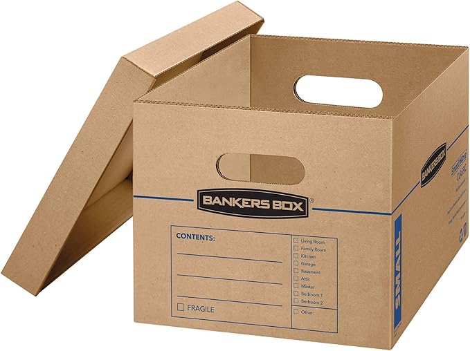 Bankers Box Small Classic Moving Box 15 Pack, Reinforced Handles, Tape-Free - Image 4