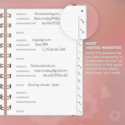 Clever Fox Password Book Spiral – Mini Internet Address & Password Organizer - Image 4