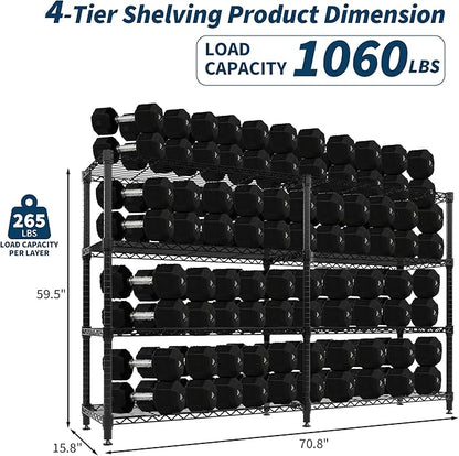 MilleLoom Metal Storage Shelves 4-Tiers, Adjustable Standing Wire Rack Shelf - Image 3