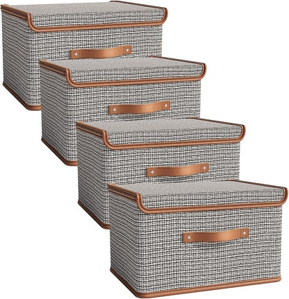 Tuza 4 Pack Storage Bins with Lids, Collapsible Closet Organizer Container by TidySpaceSoftlyStyled