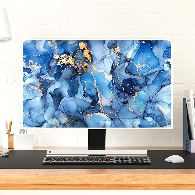 Baocicco Navy Blue Gold Marble Computer Monitor Dust Cover Creative Texture - Image 4