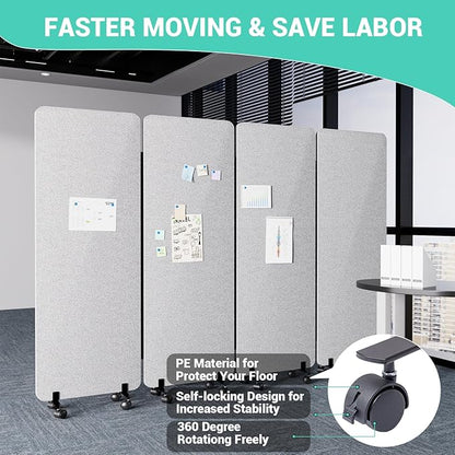 Soundproof Room Divider W/Wheels, 66in Office Dividers - Image 4
