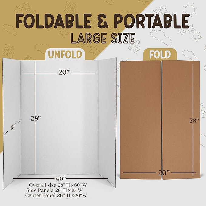 White Tri-Fold Presentation Board 28" X 40" Display Exhibition Board - Image 7