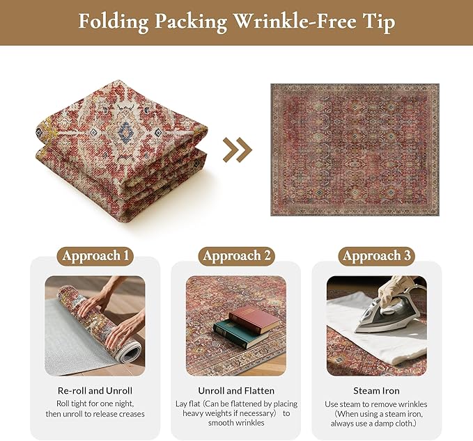 GENIMO 6x9 Area Rugs for Living Room, Machine Washable Non Slip Vintage Rugs - Image 9