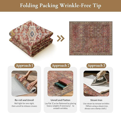 GENIMO 6x9 Area Rugs for Living Room, Machine Washable Non Slip Vintage Rugs - Image 9