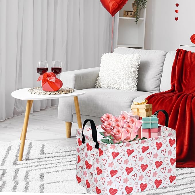 FUULOXE Rectangular Valentines Basket Storage Bin - Image 3