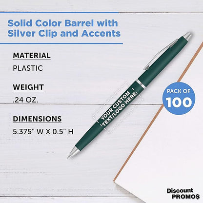 DISCOUNT PROMOS Custom Langham Ballpoint Pens Set of 100, Personalized Bulk Pack - Image 4