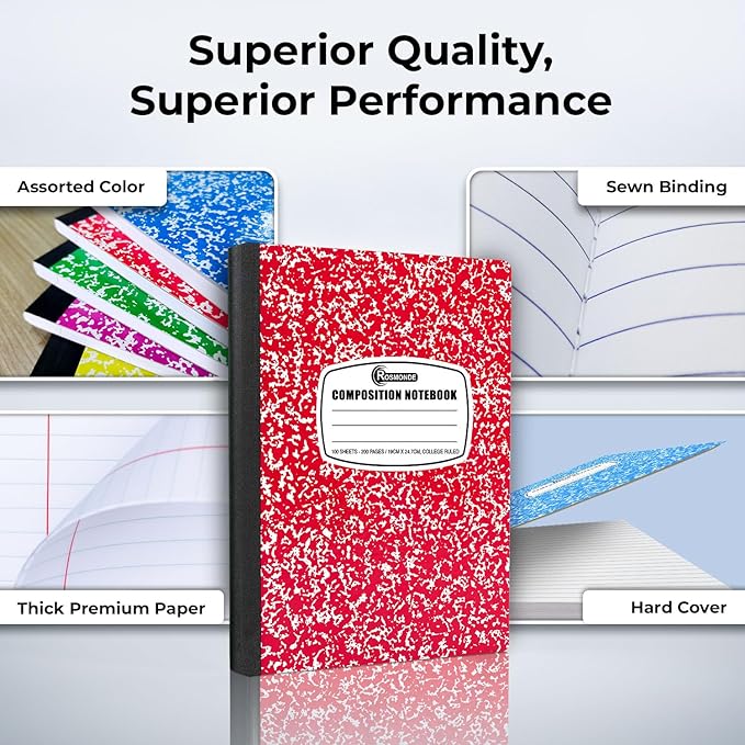 Rosmonde 5 Pack Composition Notebooks College Ruled, 200 No Bleed Pages - Image 2