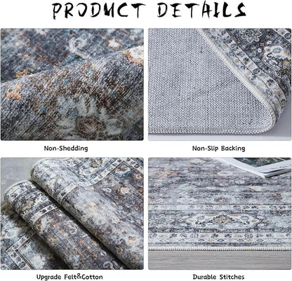 Rugcomf Bedroom Rug 3x5 Rug Washable Area Rug Non Slip Low Pile Small Carpet - Image 6