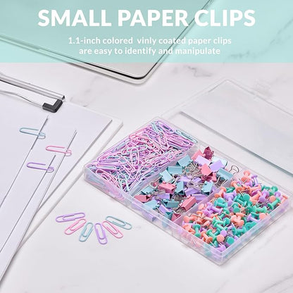 LincOficey 350pcs Paper Clips Binder Clips and Push Pins Set, Small Clips - Image 4
