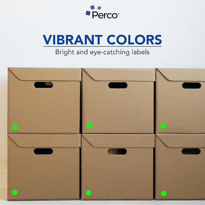 Perco Fluorescent Green 1-Inch Round Circle Dot Sticker Labels - Image 6