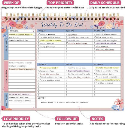 104 Pgs Weekly To Do List Notepad, 52 Duplex-Printed Undated Sheets 100 - Image 2