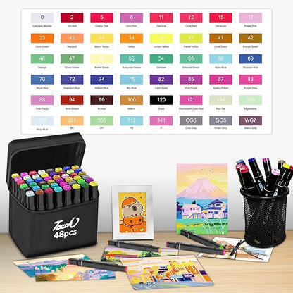 HOMESILMO 48 Color Alcohol Pen Set, Double Tip Art Adult Alcohol Pen, Mixed - Image 3