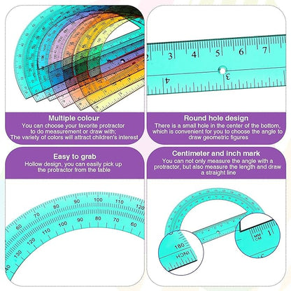 Zonon 500 Pieces Protractors Bulk Plastic 180 Degrees 6 Inch Translucent - Image 3