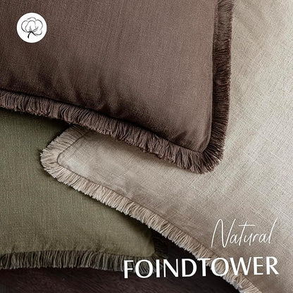 Foindtower Set of 2 Decorative Linen Fringe Lumbar Throw Pillow Covers - Image 4