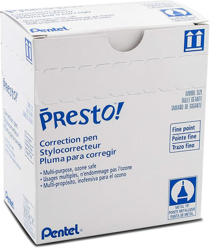 Pentel Presto! Jumbo Correction Pen, Fine Point, Metal Tip, Box of 12 - Image 5