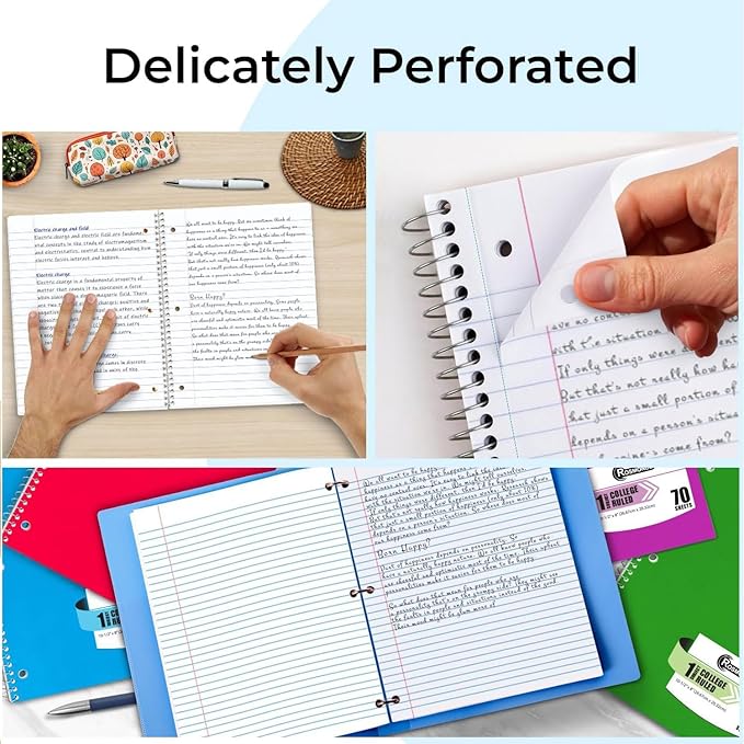 Rosmonde Spiral Notebook, 24 Pack, 1 Subject, College Ruled, 70 Sheets - Image 4
