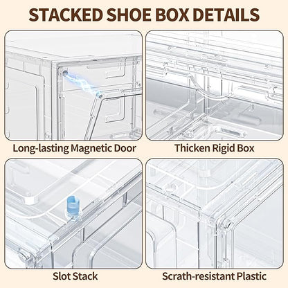 TOFWOF 6 Pack XX Large Shoe Organizer, Heavy-Duty Hard Thicken Plastic Clear - Image 5