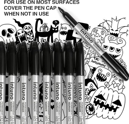 INTUNO Permanent Markers, Fine tip, Oil-Based Permanent Markers, Waterproof and - Image 7
