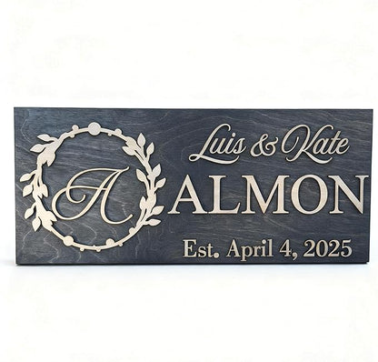 Custom Family Name Sign | Personalized Wooden Wedding Gift | Rustic Last Name by WoodHarmonyUS