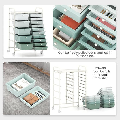 LDAILY 15 Drawer Rolling Storage Cart, Rolling Cart - Image 5