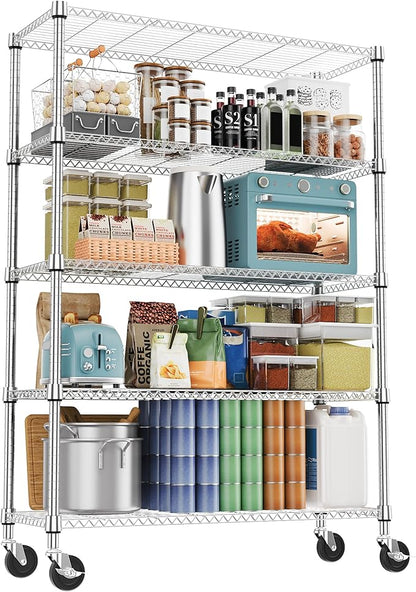 M MZG 5 Tiers Shelf 1750 lbs Steel Storage Shelving Utility Shelving Unit Steel by MEIGAOPLASTICANDMETALHKCOLIMITED