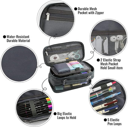 JOINPRO Pencil Case, Large Capacity Pencil Case Organizer; Double Zipper - Image 4