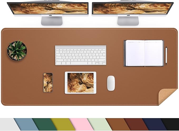 AFIING Leather Desk pad Protector, Large Non-Slip Office Desk Mat by AFIING