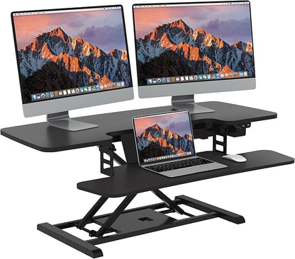SANODESK 42" Electric Standing Desk Converter, Height Adjustable Riser by sanodesk