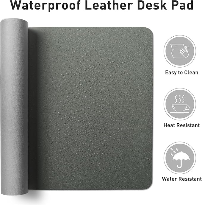 Aothia Faux Leather Desk Mat – Large Mouse Pad, Non-Slip PU Leather Blotter - Image 6