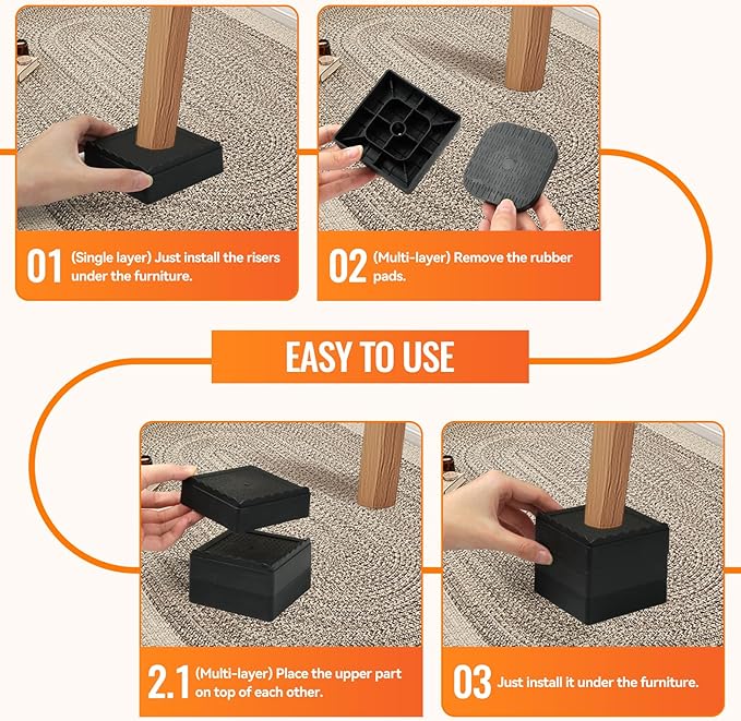 Furniture Risers, 8 Pack Bed Risers - Image 7