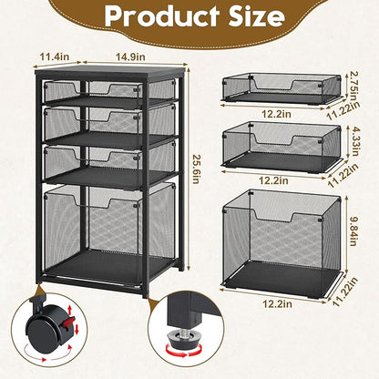 Sbanmao Rolling File Cart with 4 Storage Drawers, Filing Cabinet - Image 6