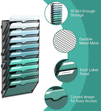 SUPEASY 10-Tier Wall File Organizer, Hanging Wall Files - Image 3