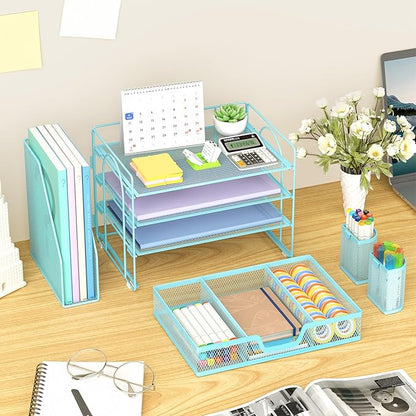 Marbrasse Desk Organizer and Accessories，4-Tier Paper Letter Tray Organizer - Image 5