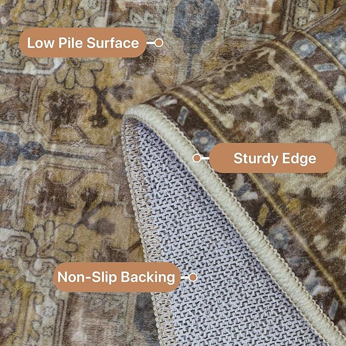 GENIMO 2'6''x8 Runner Rugs for Hallway, Machine Washable Non Slip Vintage Rugs - Image 5