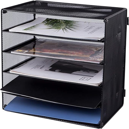 EASEPRES 5 Slot Mesh Desk Organizer Tray, File Paper Letter Folder Holder - Image 7