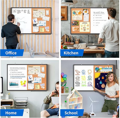 Magnetic White Board and Cork Board Combo, 24 X 18 inches Whiteboard Bulletin - Image 7