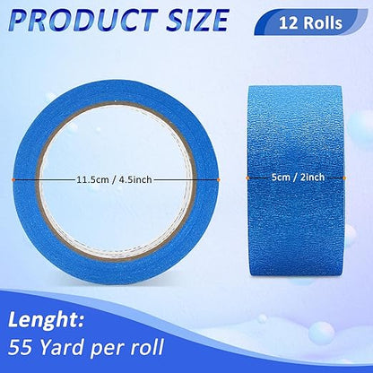 Oleitodh 12 Rolls Blue Painters Tape Bulk 2 inch x 660 Yards, Painters Masking - Image 2