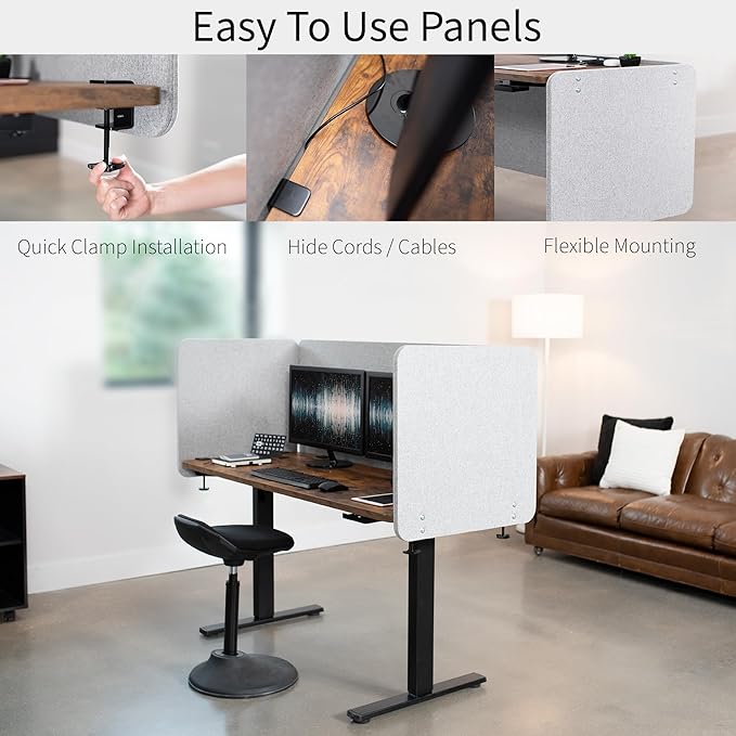 VIVO Clamp-on Privacy Panels 60 x 24 inch, 24 x 24 inch, Sound Absorbing - Image 6