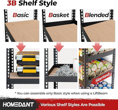 HOMEDANT 47.7" W 5 Tier Heavy Duty Garage Shelving Adjustable Metal Rack - Image 4