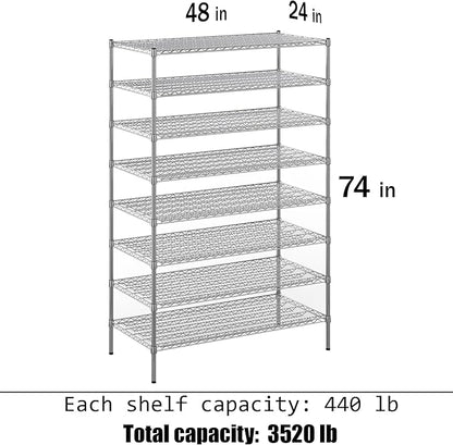 Regal Altair 24" Deep x 48" Wide x 74" Height Wire Shelving Kit | 8-Tier | NSF - Image 3